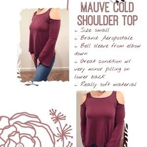 Cold shoulder top with long bell sleeves